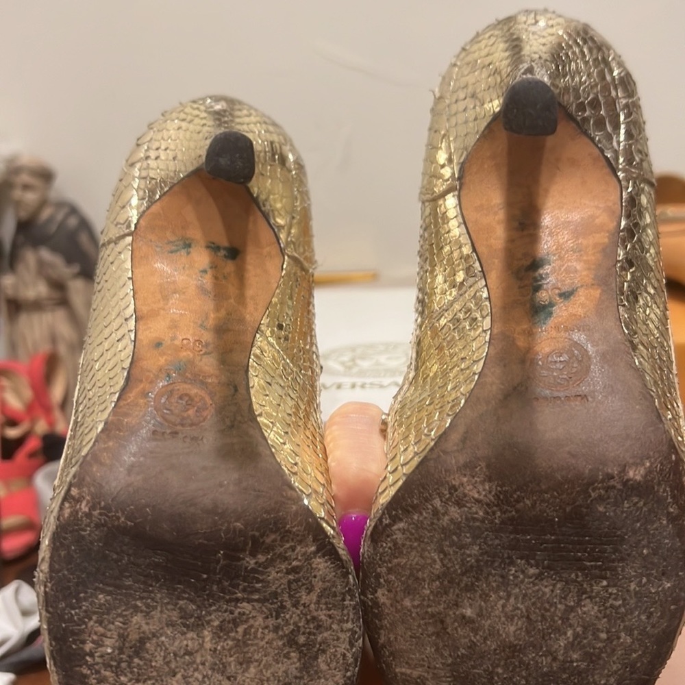 Versace Gold Python Pumps - image 4